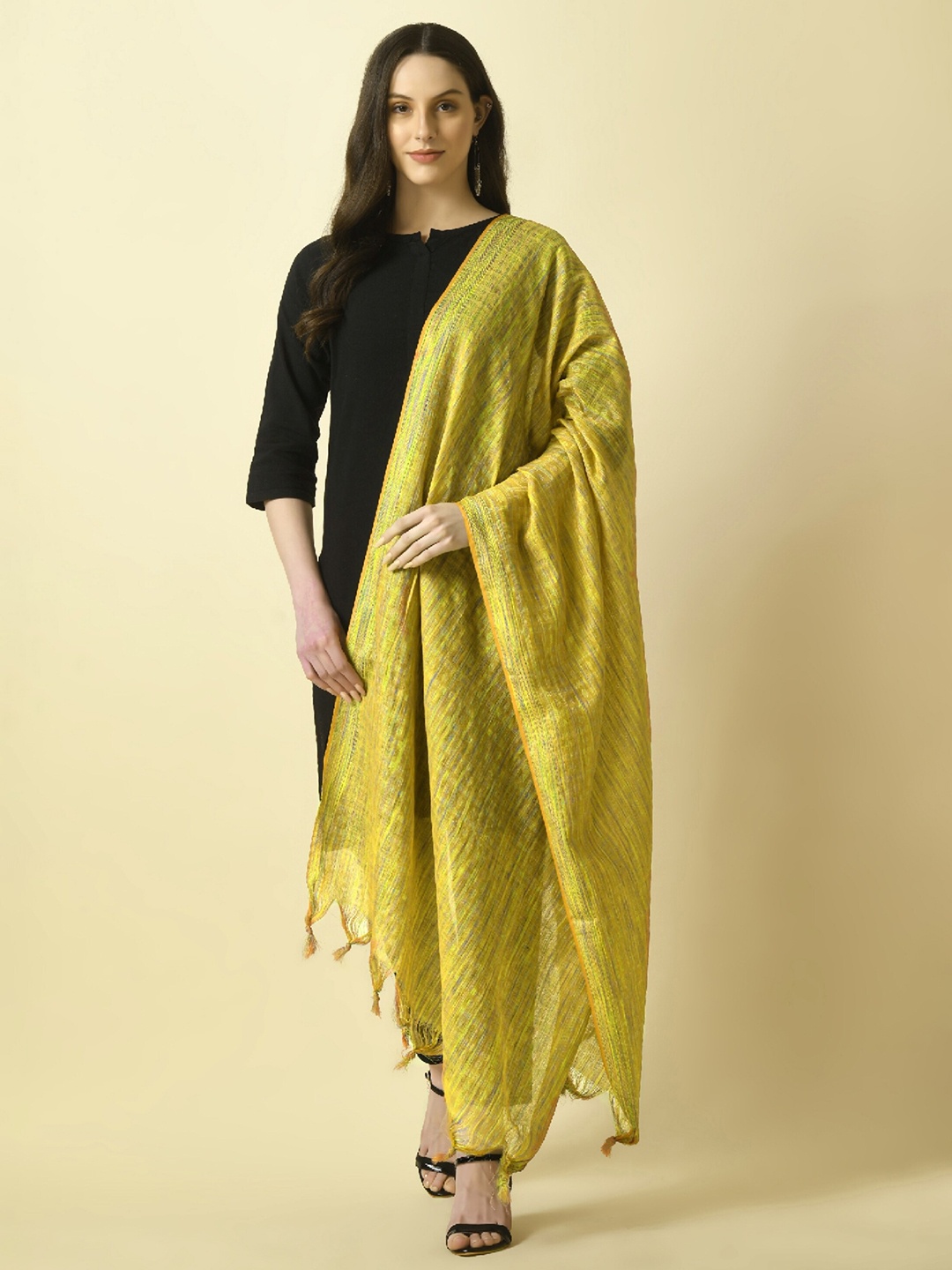 

Livvie Abstract Woven Design Cotton Silk Dupatta, Green