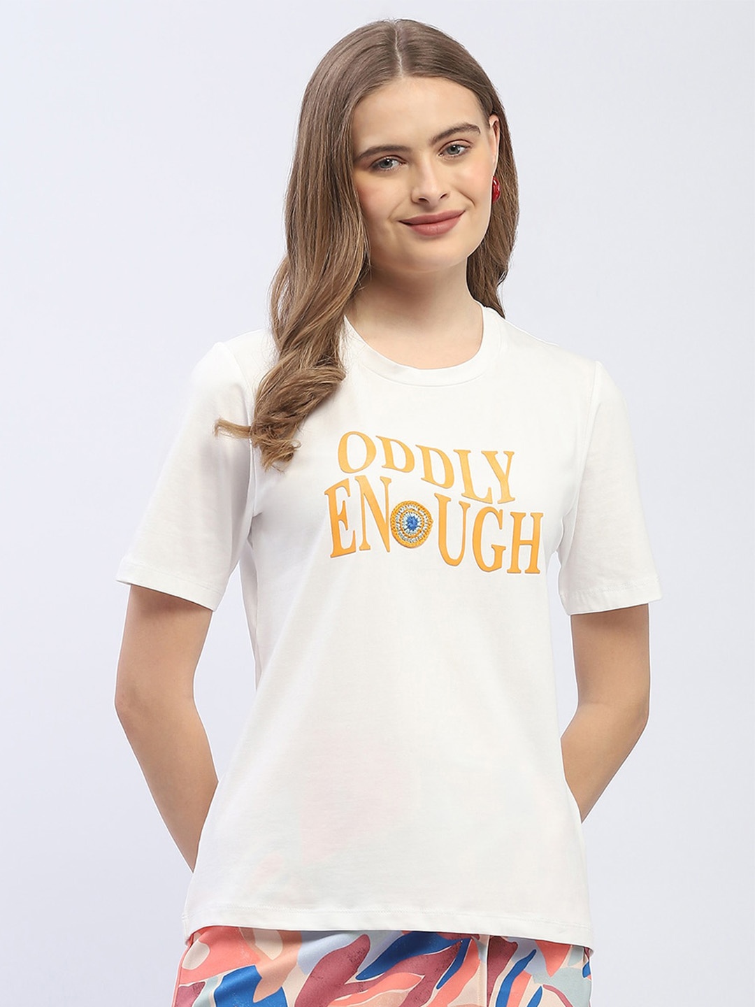 

Madame Typography Printed Round Neck T-shirt, White