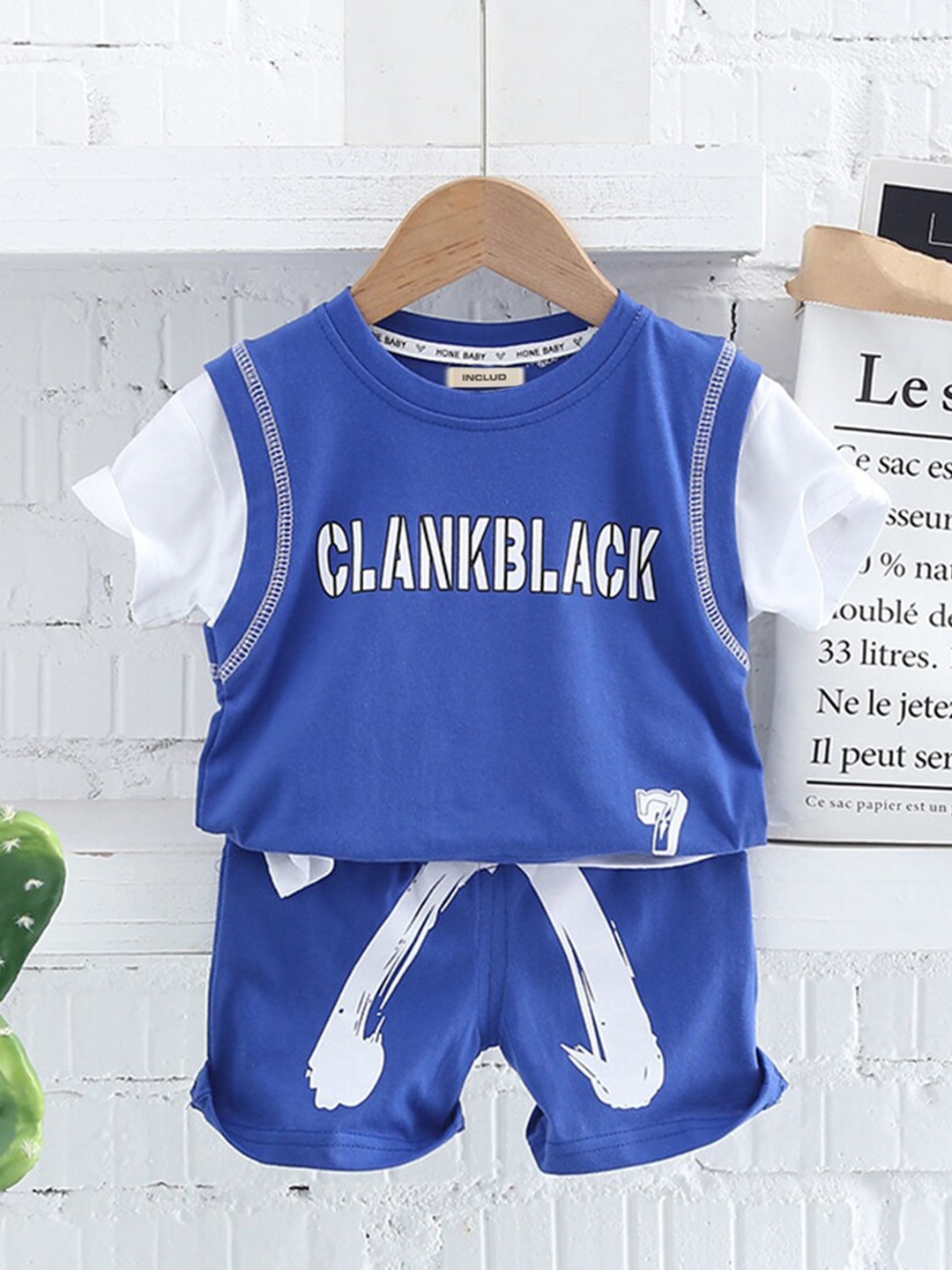 

INCLUD Boys Printed Round Neck T-shirt with Shorts, Blue