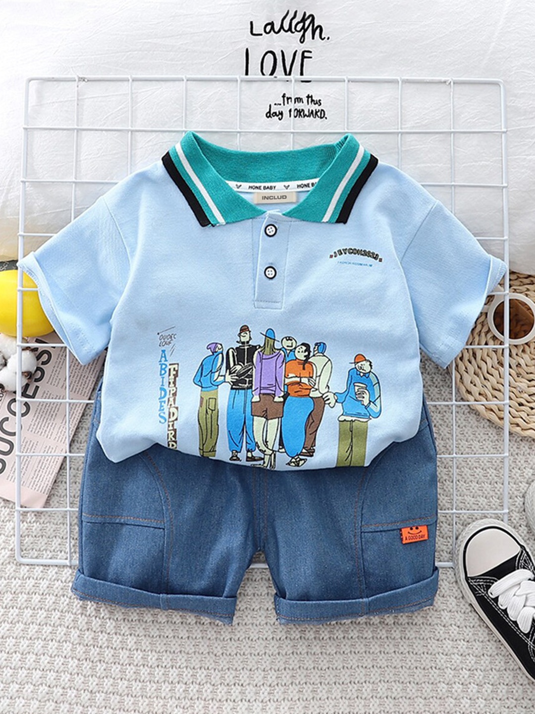 

INCLUD Boys Printed T-shirt with Shorts, Blue
