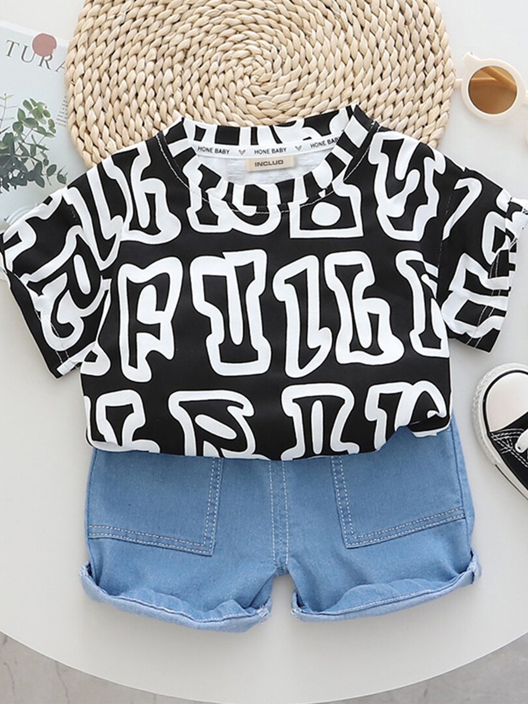 

INCLUD Boys Printed T-shirt With Shorts, Black