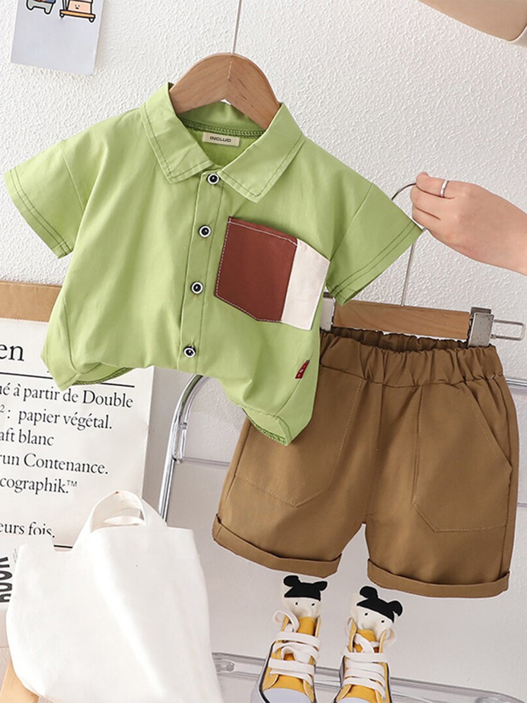 

INCLUD Boys Short Sleeves Shirt with Shorts, Green