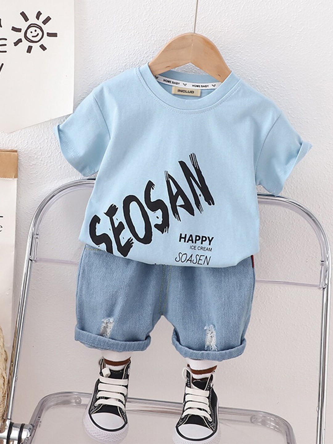 

INCLUD Boys Printed T-shirt with Shorts, Blue