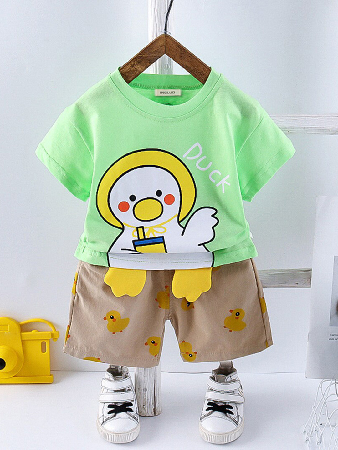 

INCLUD Boys Printed T-shirt with Shorts, Green