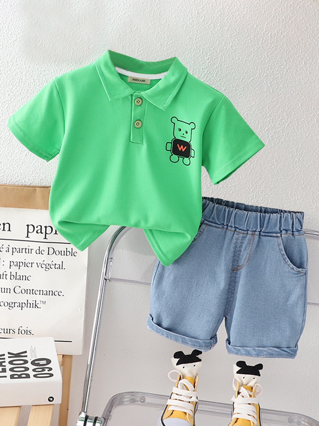

INCLUD Boys Printed T-shirt with Shorts, Green