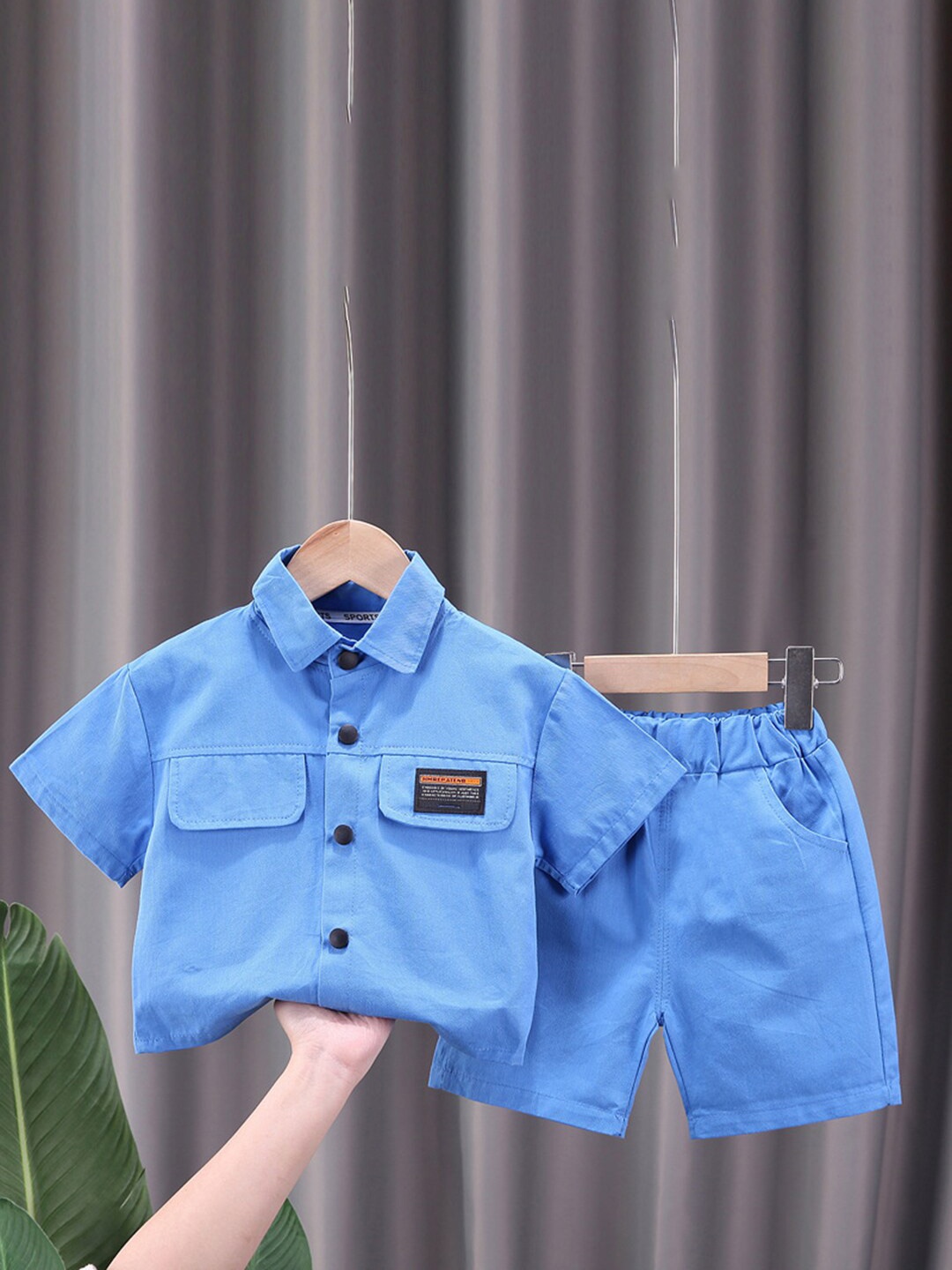 

INCLUD Boys Shirt Collar Shirt With Shorts, Blue