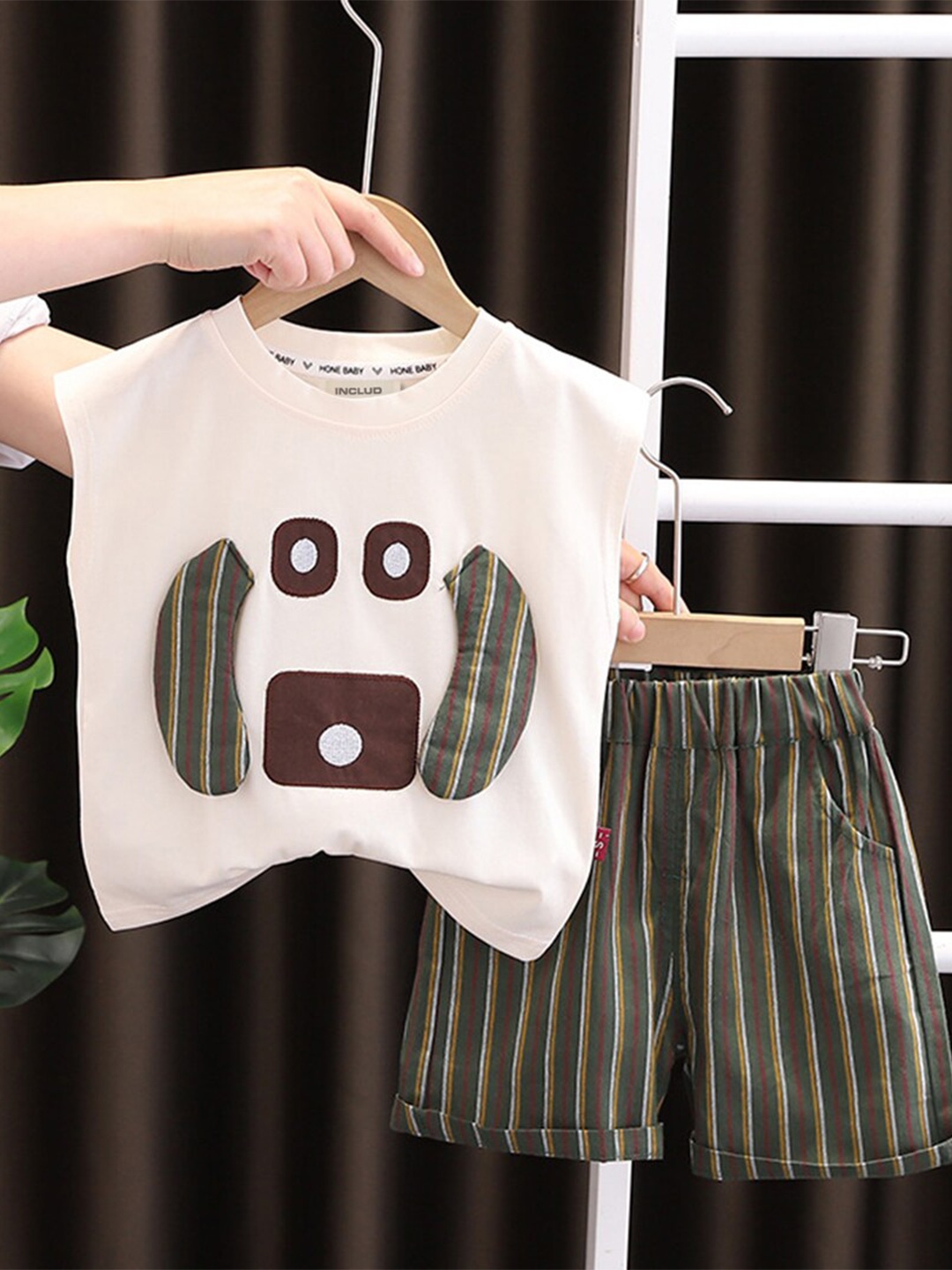 

INCLUD Boys Printed T-Shirt With Shorts, Olive