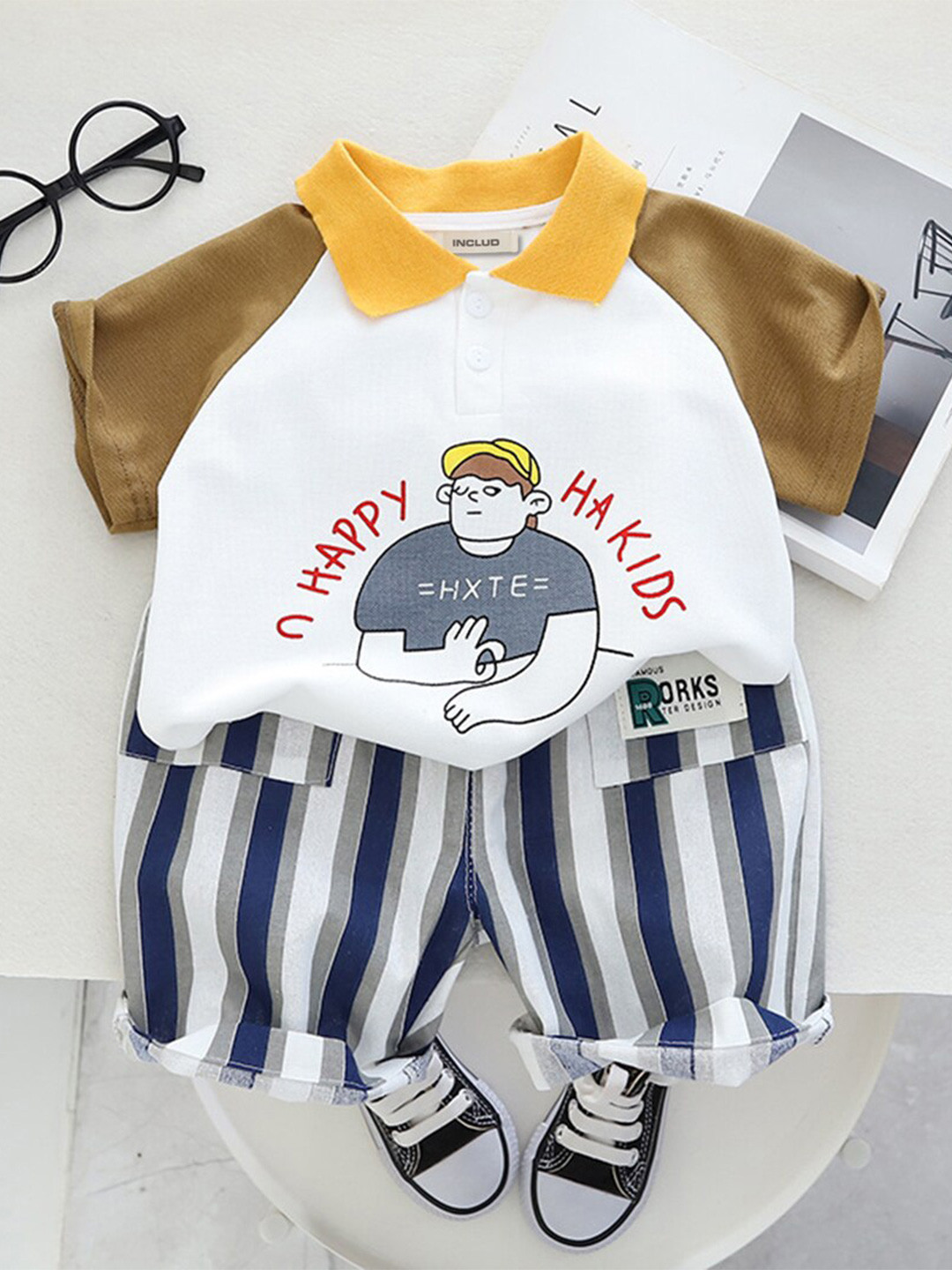 

INCLUD Boys Printed T-Shirt With Shorts, Brown
