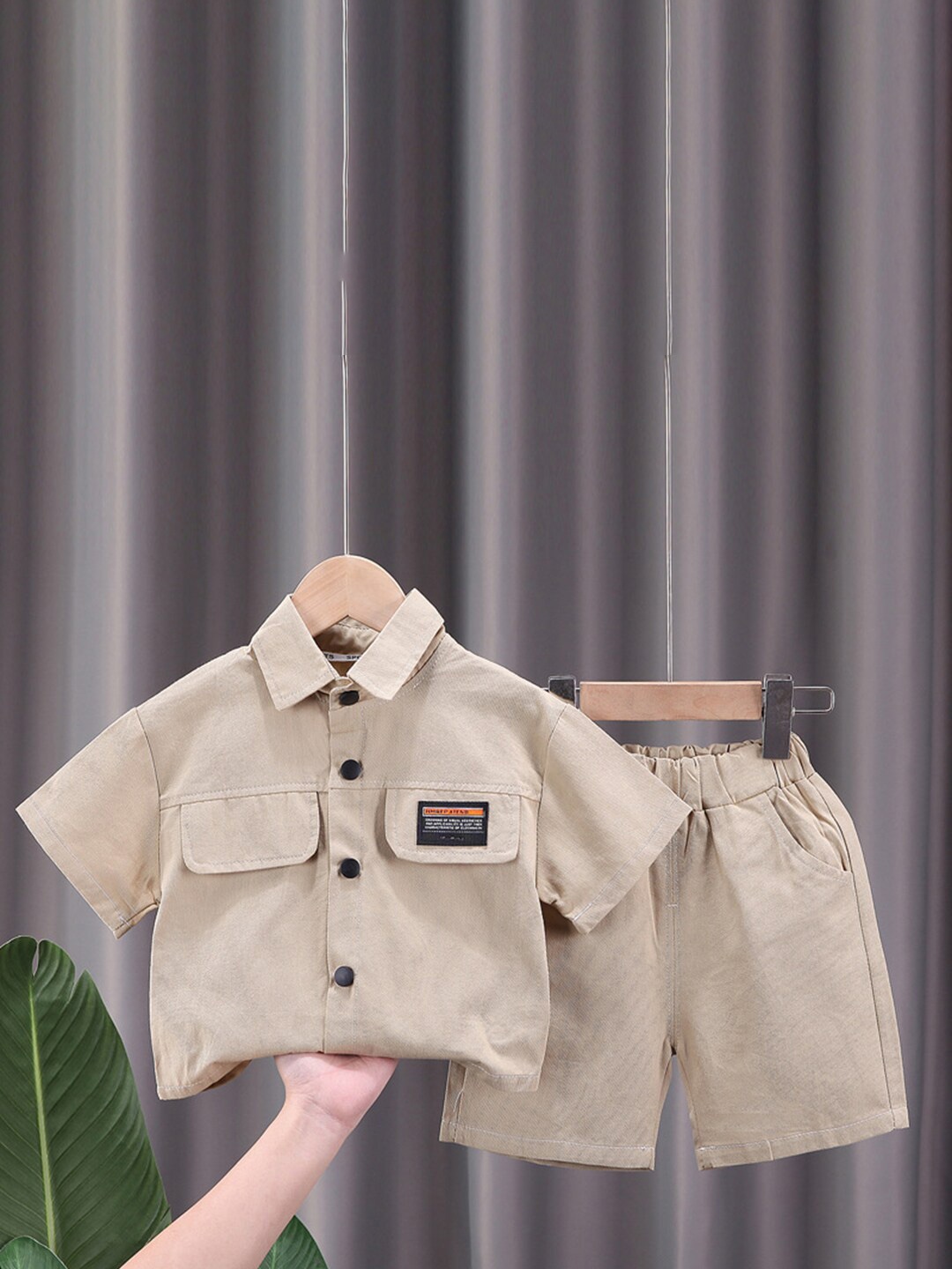 

INCLUD Boys Printed Shirt With Shorts, Khaki