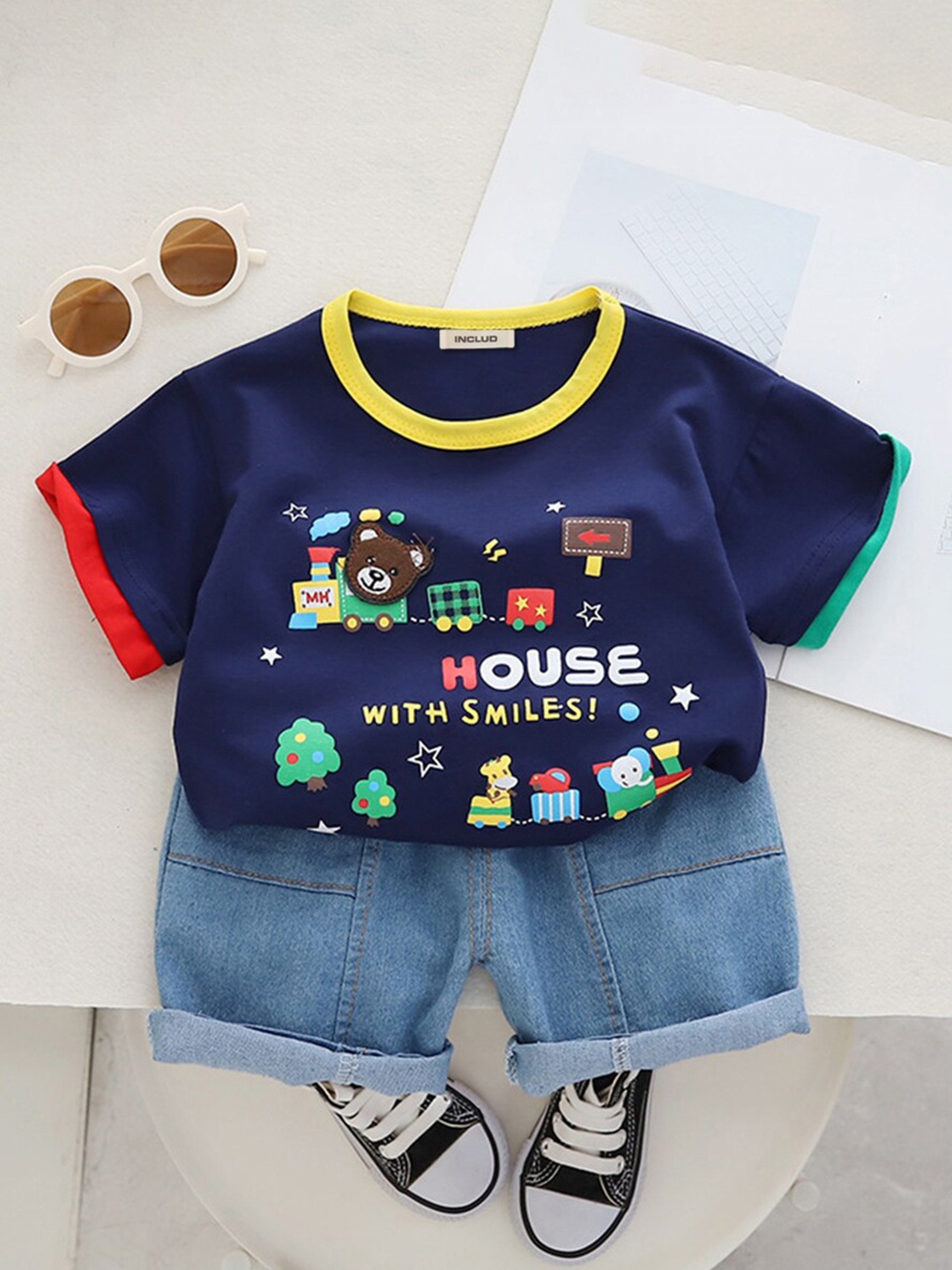 

INCLUD Boys Printed T-shirt With Shorts, Blue