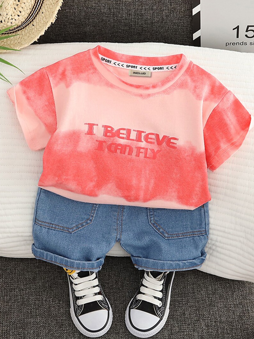 

INCLUD Boys Printed T-shirt With Shorts, Pink