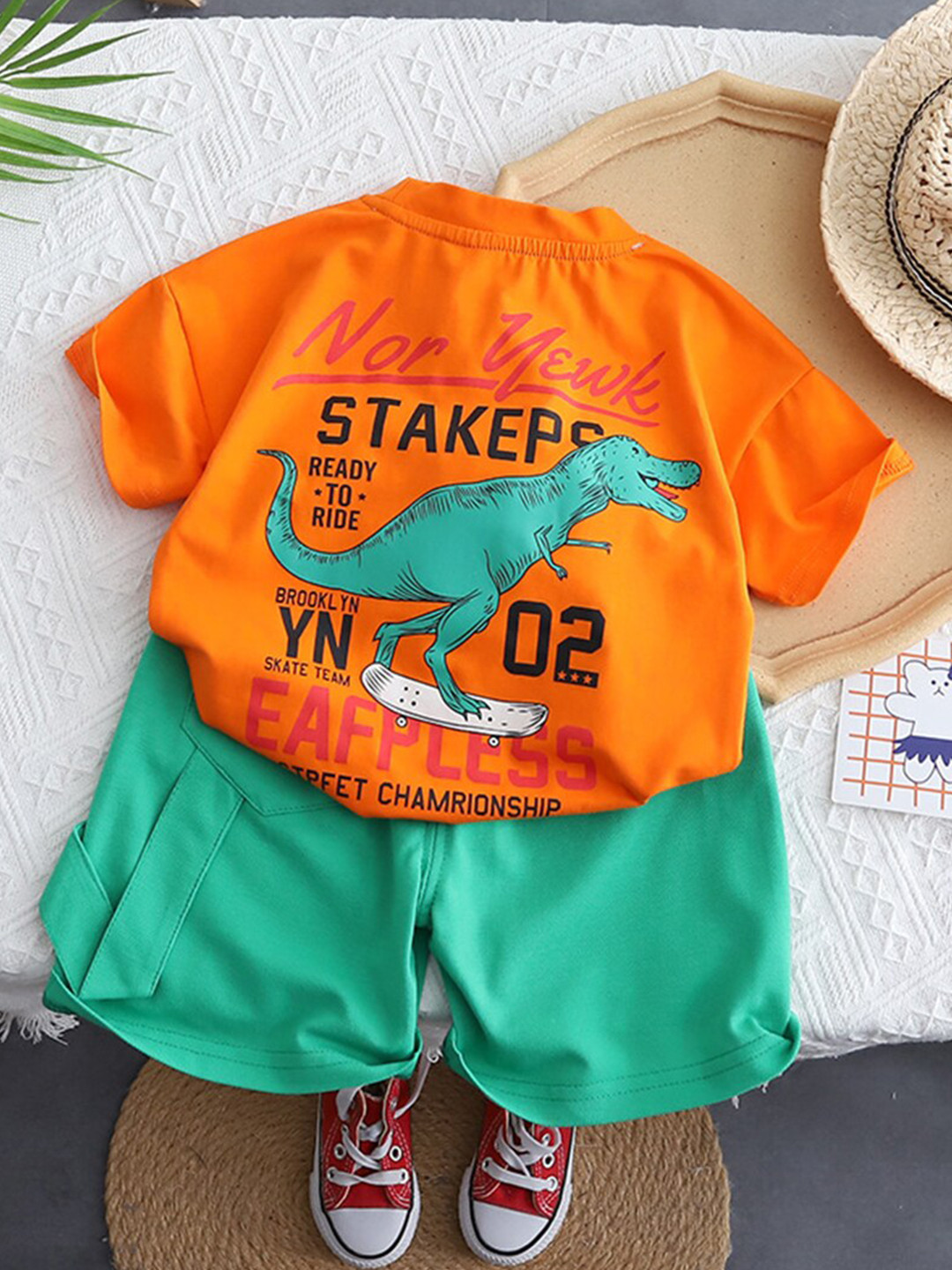 

INCLUD Boys Printed T-shirt With Shorts, Orange