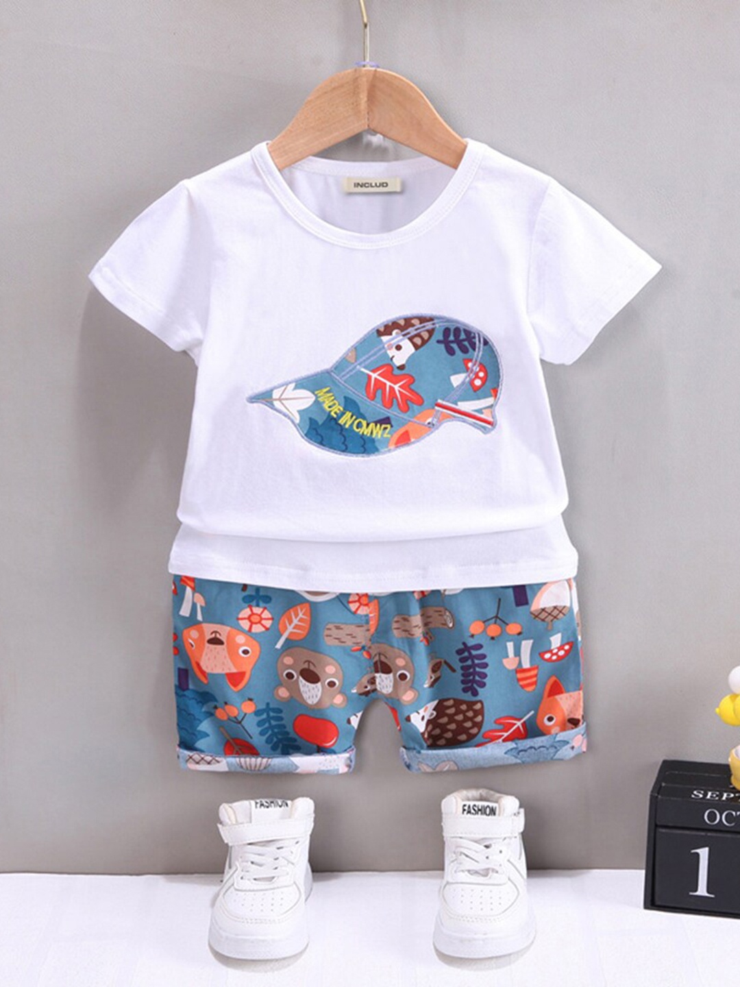 

INCLUD Boys Printed Applique T-shirt with Shorts, Blue