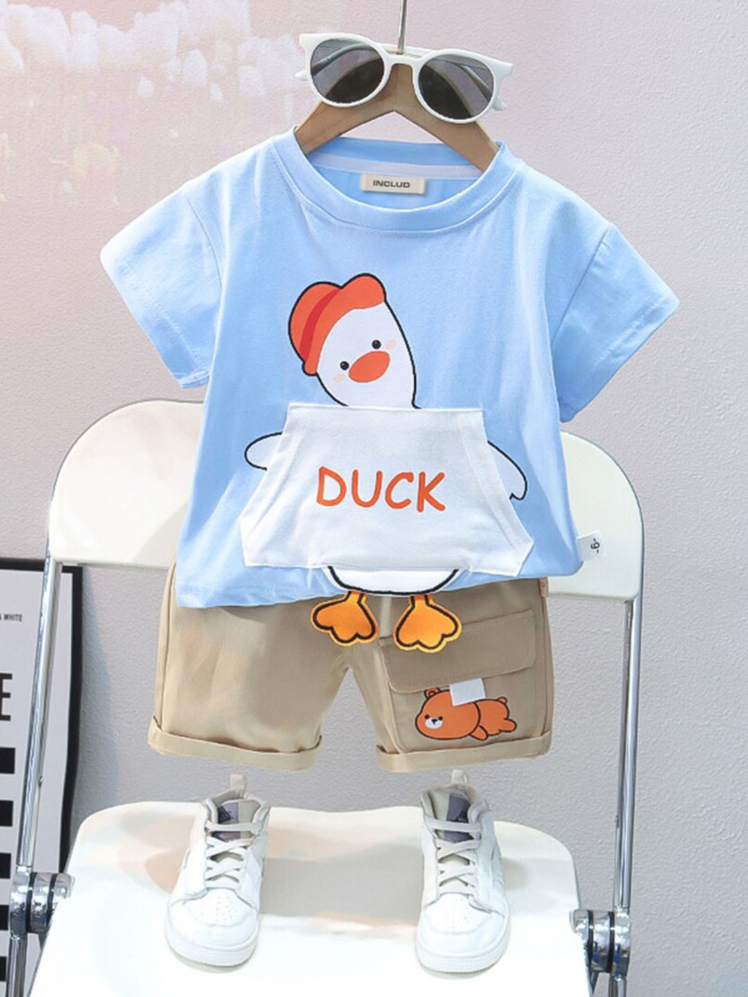 

INCLUD Boys Graphic Printed T-shirt With Shorts, Blue