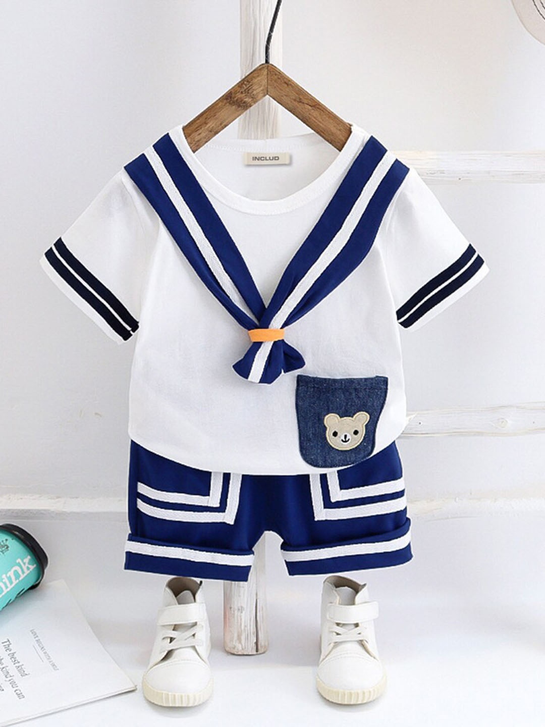

INCLUD Boys Embroidered T-shirt With Shorts, White