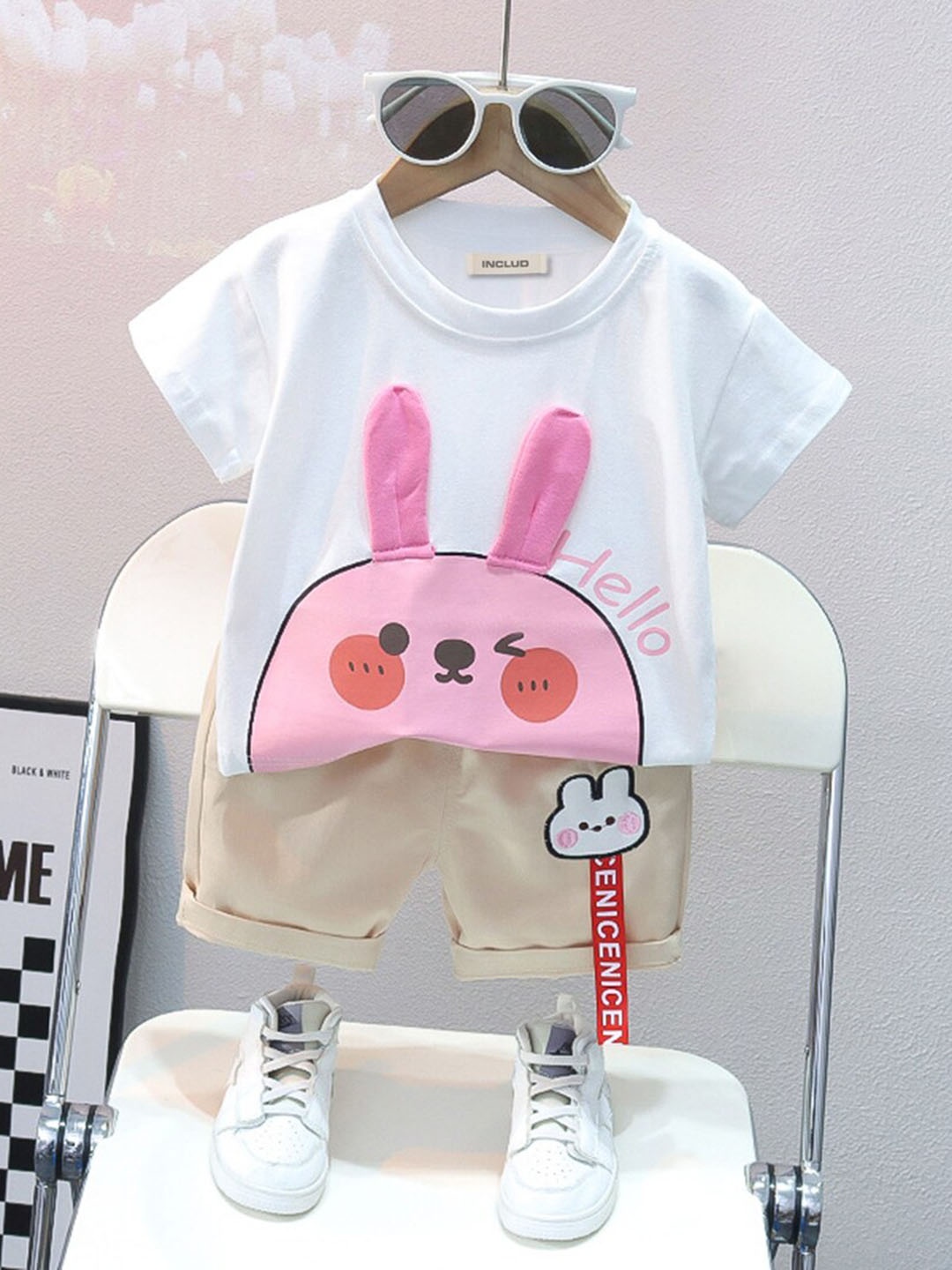 

INCLUD Boys Printed T-shirt with Shorts, White