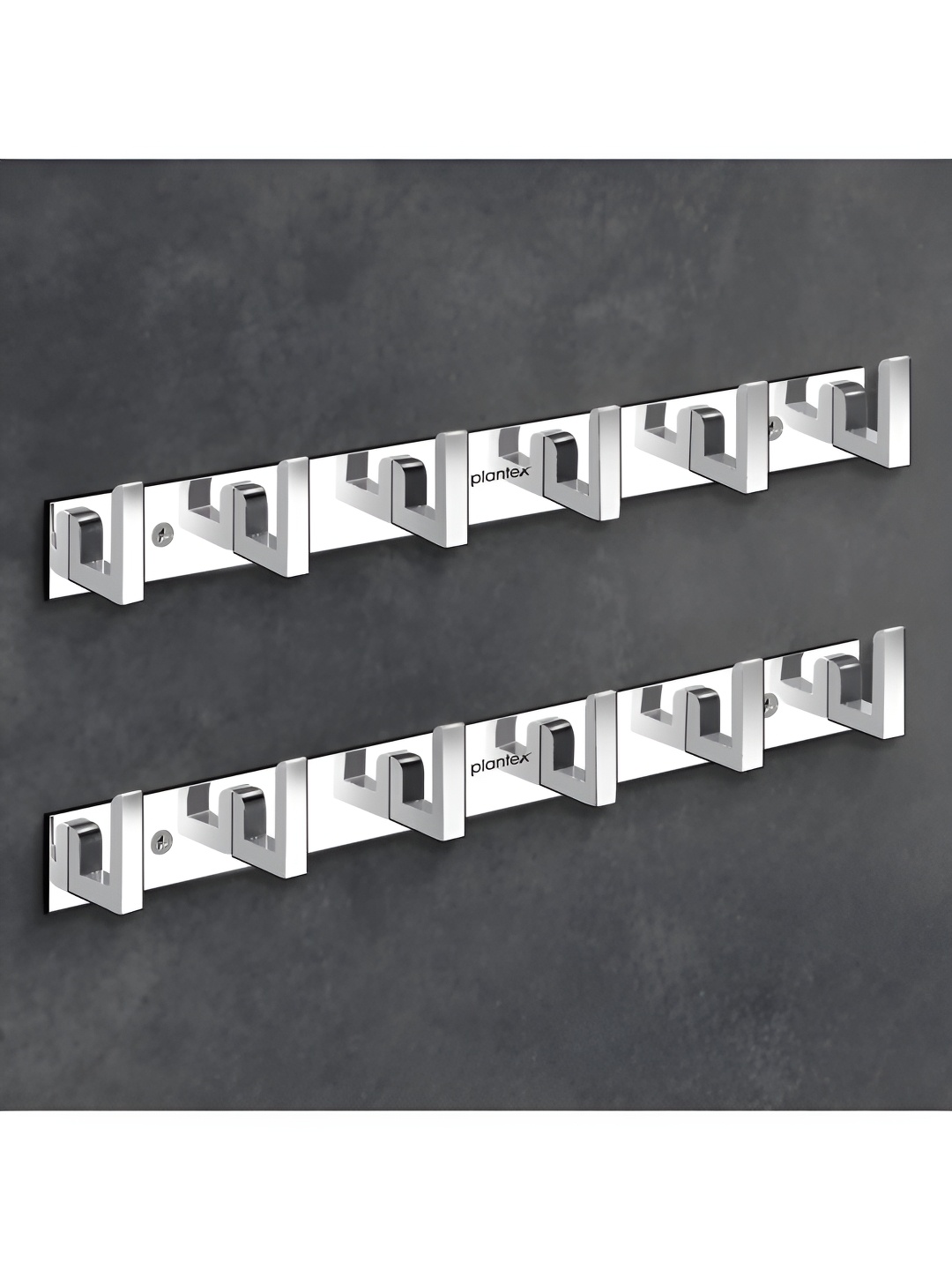 

Plantex 12-Pcs Hook Rail with L-Shape Hooks, Silver