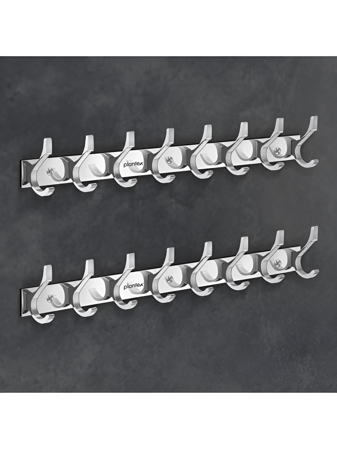 

Plantex 2Pcs Grey Hook Rail With 6 Hooks Each