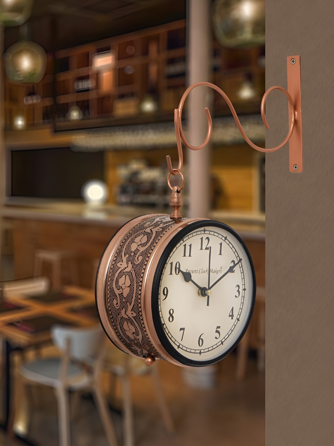 

Craft Smith Copper-Toned & Cream-Coloured Embellished Traditional Wall Clock
