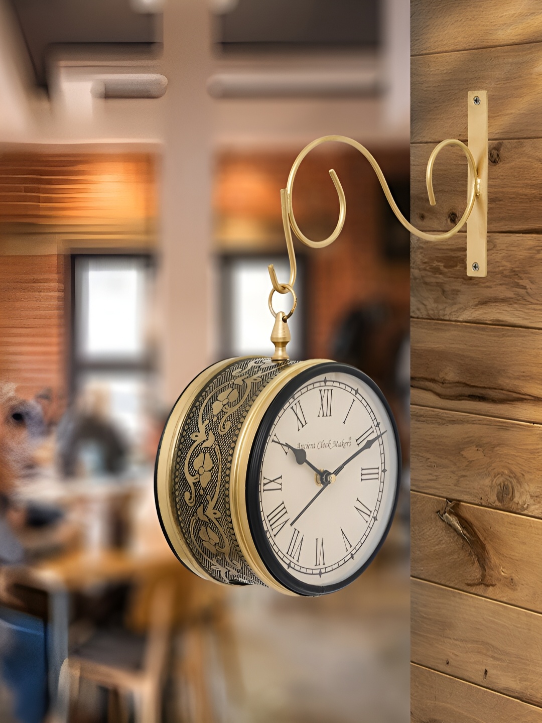 

Craft Smith Gold-Toned & Black Embellished Traditional Wall Clock
