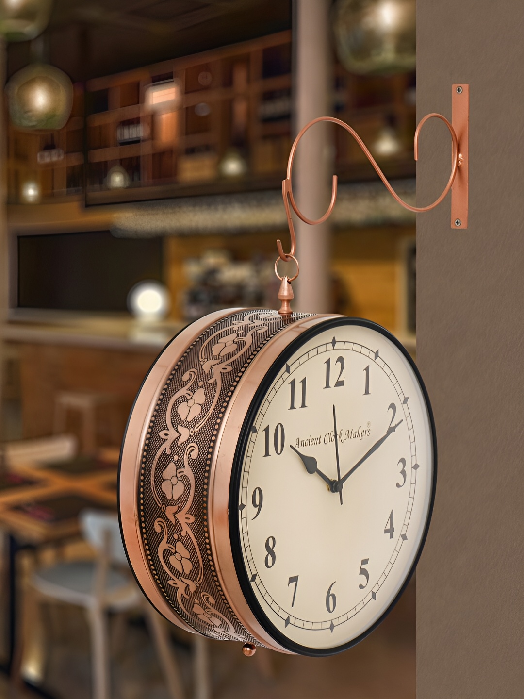 

Craft Smith Copper-Toned & Cream-Coloured Embellished Traditional Wall Clock