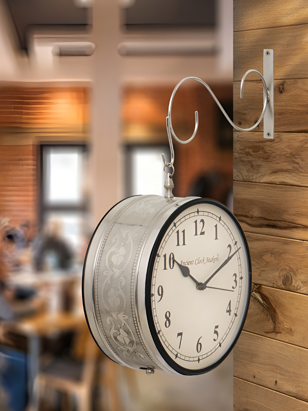 

Craft Smith Silver-Toned & Cream-Coloured Embellished Traditional Wall Clock