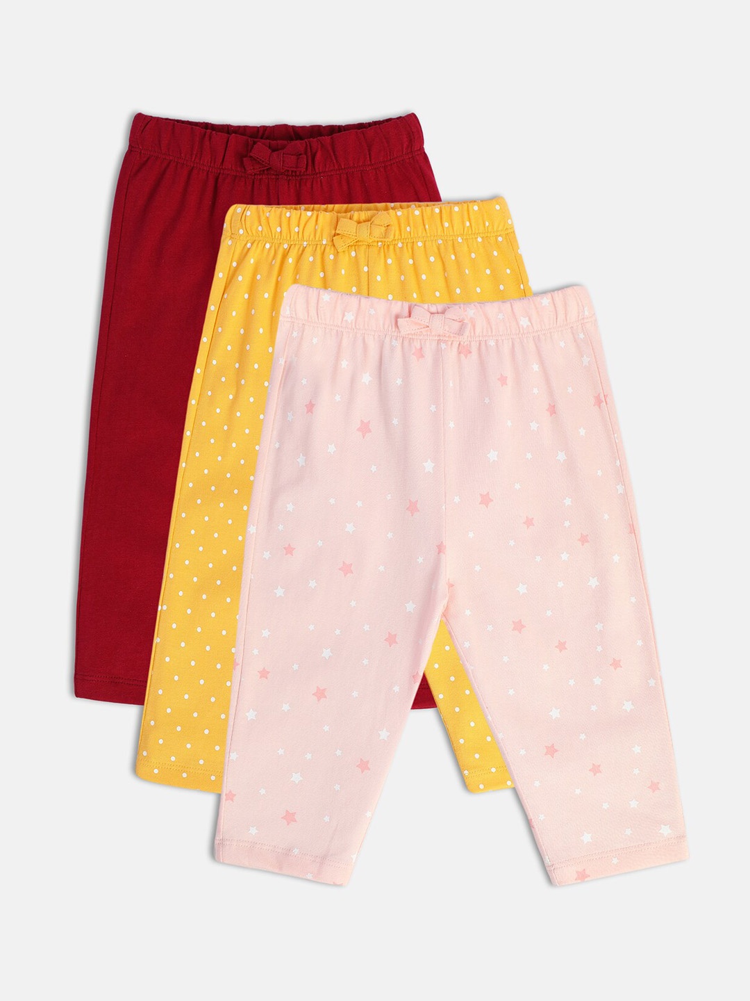 

MINI KLUB Girls Pack Of 3 Mid-Rise Pure Cotton Relaxed Trouser, Maroon