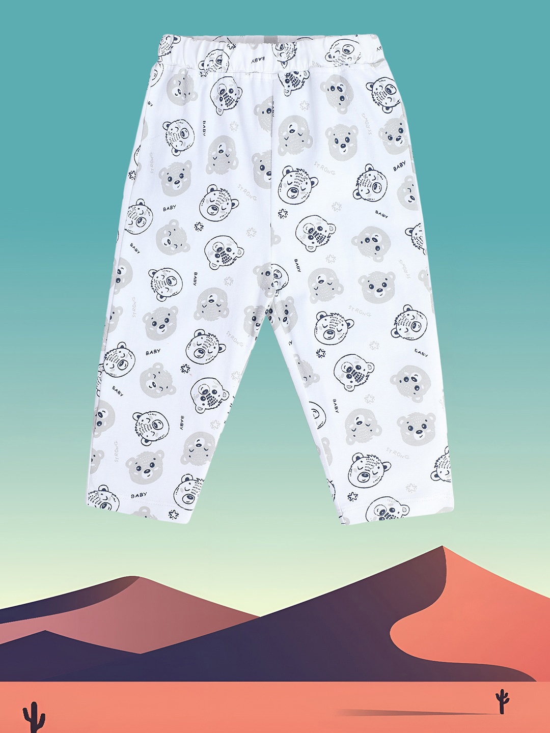 

MINI KLUB Boys Cartoon Printed Mid-Rise Pure Cotton Relaxed Trousers, White