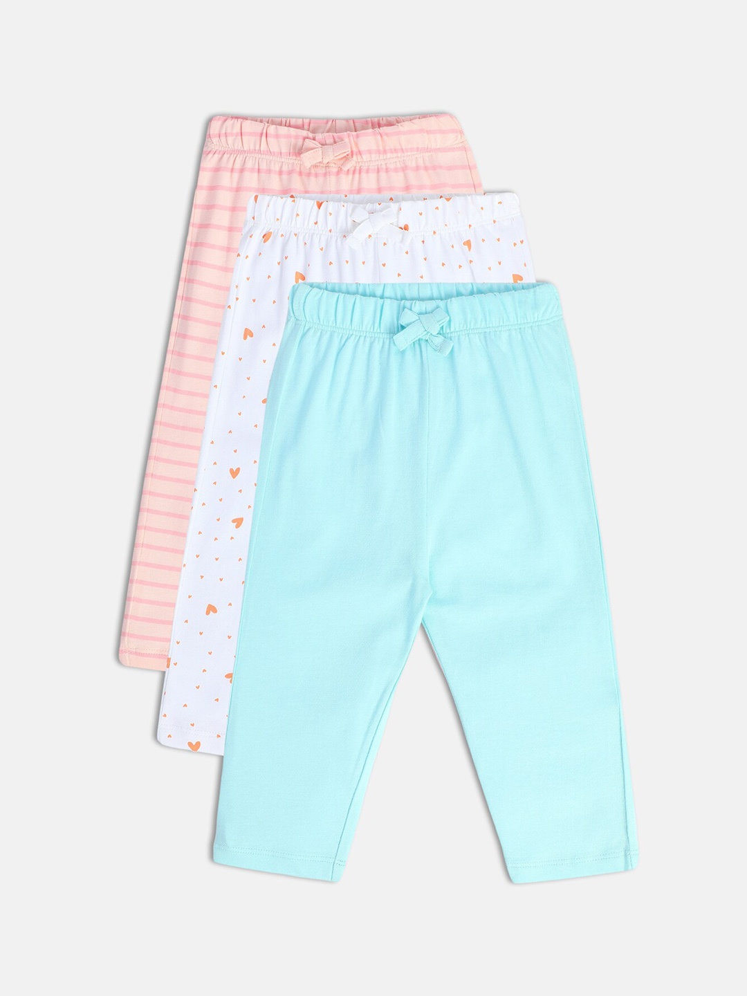 

MINI KLUB Girls Pack Of 3 Mid-Rise Pure Cotton Relaxed Trouser, Blue