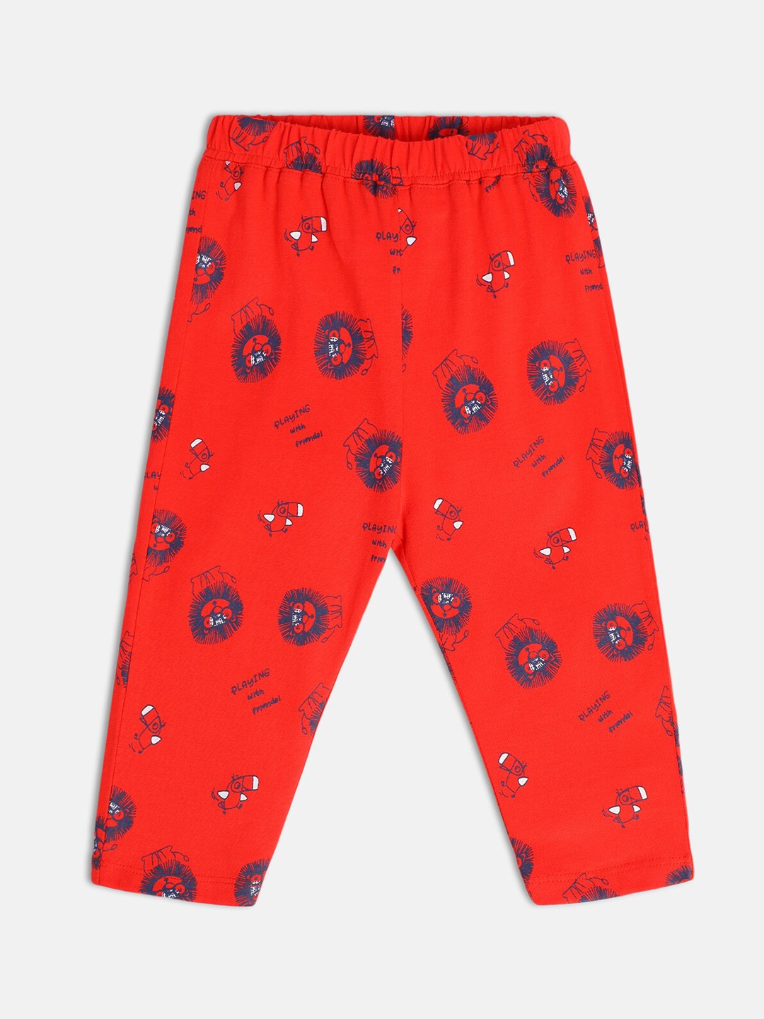 

MINI KLUB Boys Abstract Printed Cotton Relaxed Trouser, Red