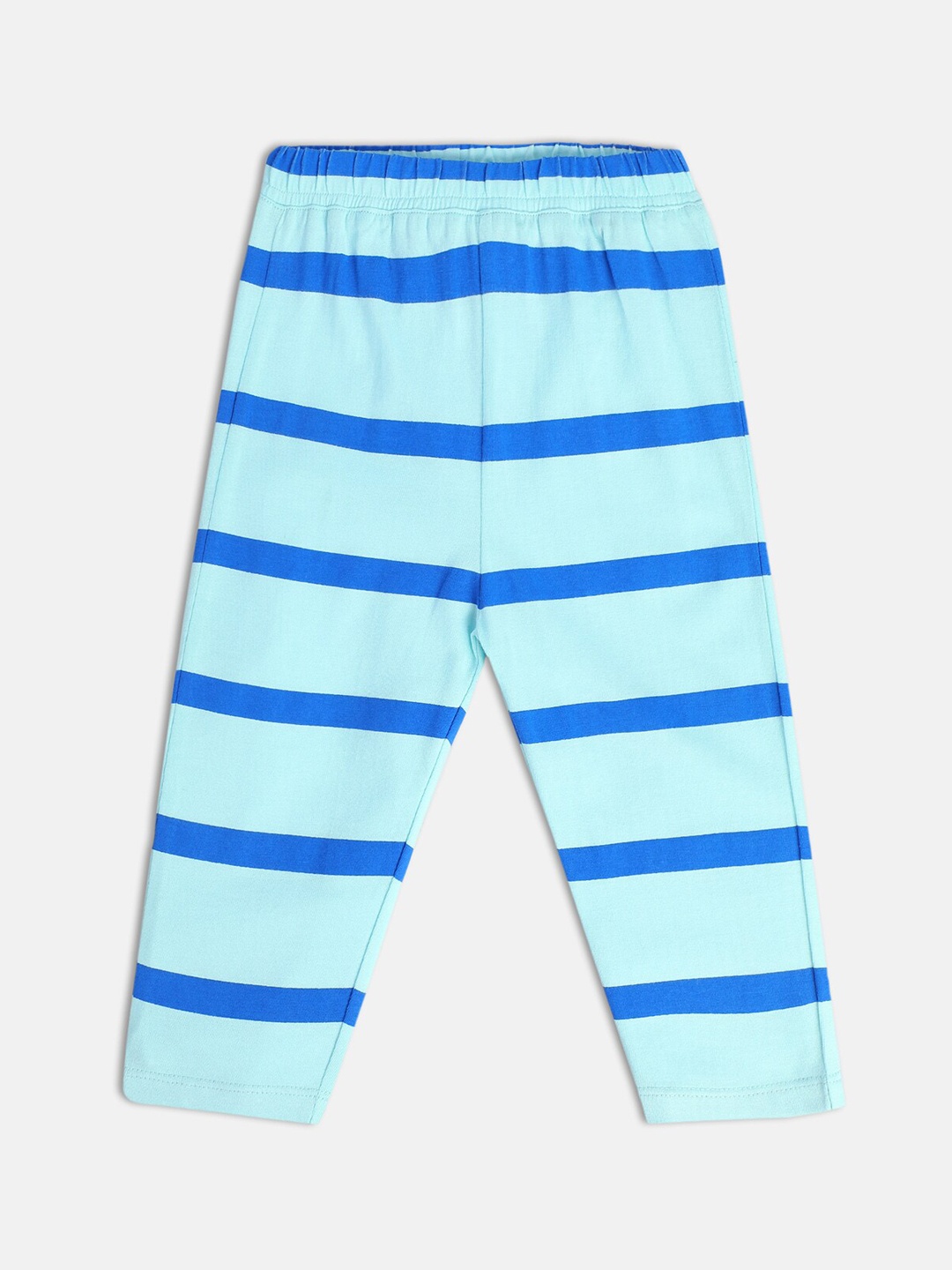 

MINI KLUB Boys Striped Mid-Rise Pure Cotton Relaxed Trousers, Blue