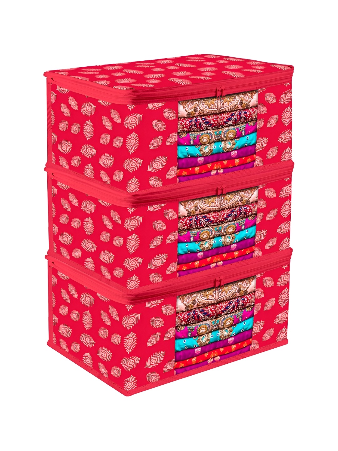 

Kuber Industries Pink Set of 3 Reusable Drawer Organiser Organisers