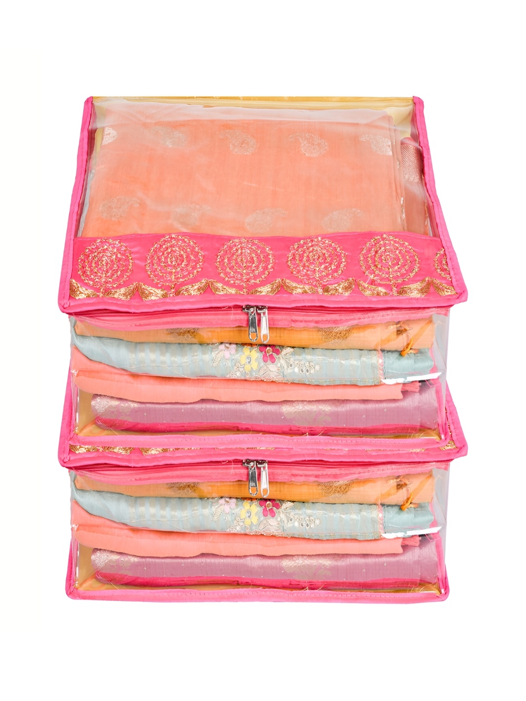 

Kuber Industries Pink Set of 2 Reusable Drawer Organiser Organisers