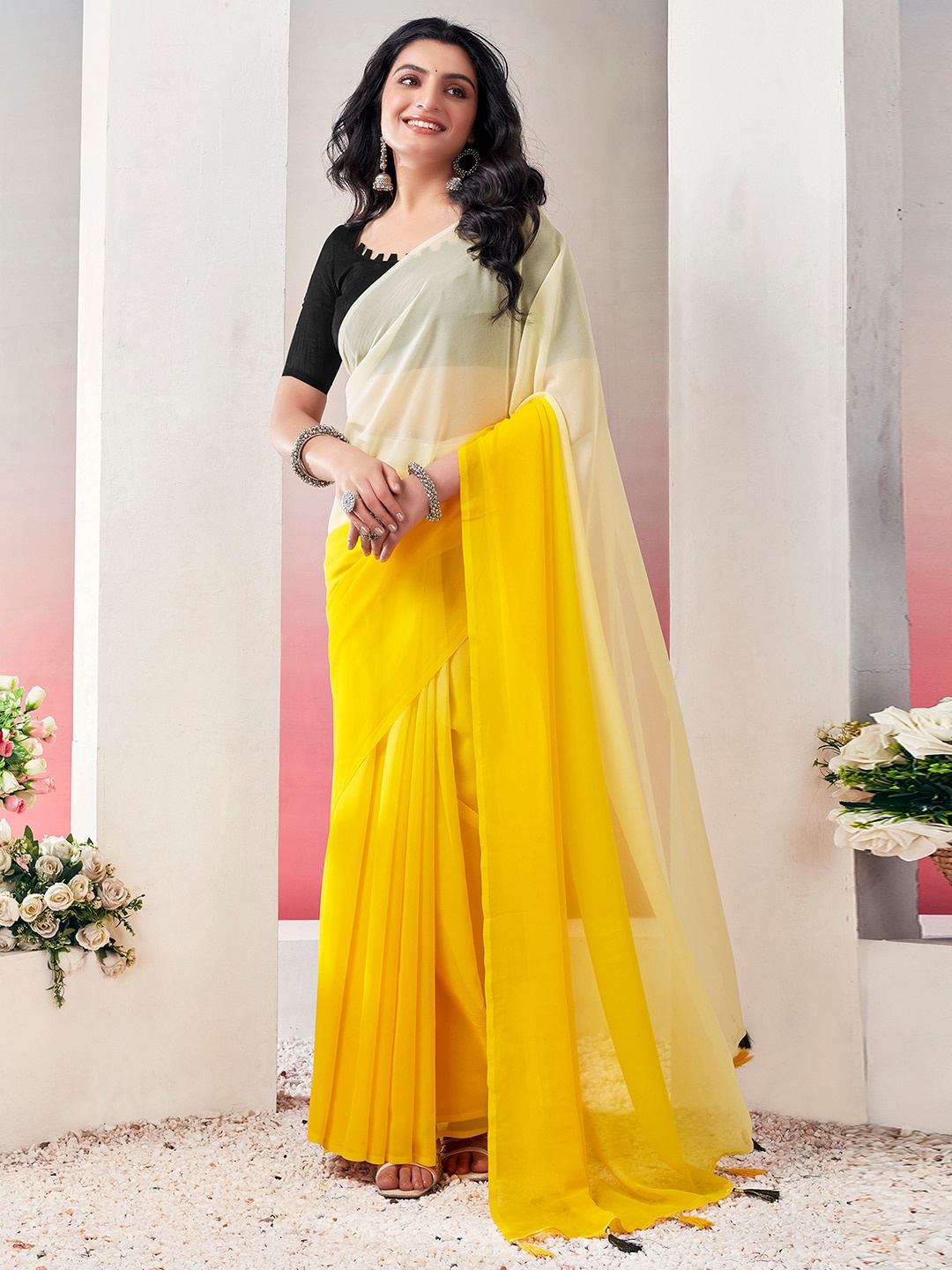 

Mitera Ombre Ready to Wear Arani Saree, Yellow