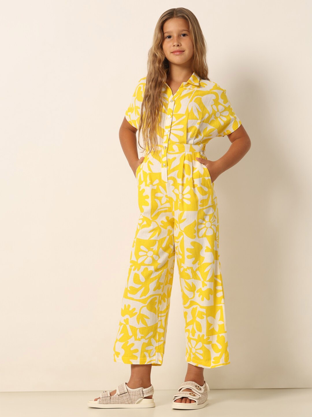 

Vero Moda Girls Printed Basic Jumpsuit, Yellow