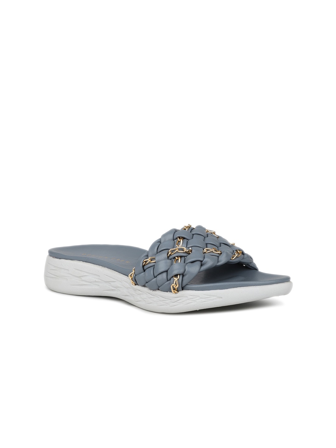 

DESIGN CREW Textured Embellished Open Toe Comfort Heels, Grey