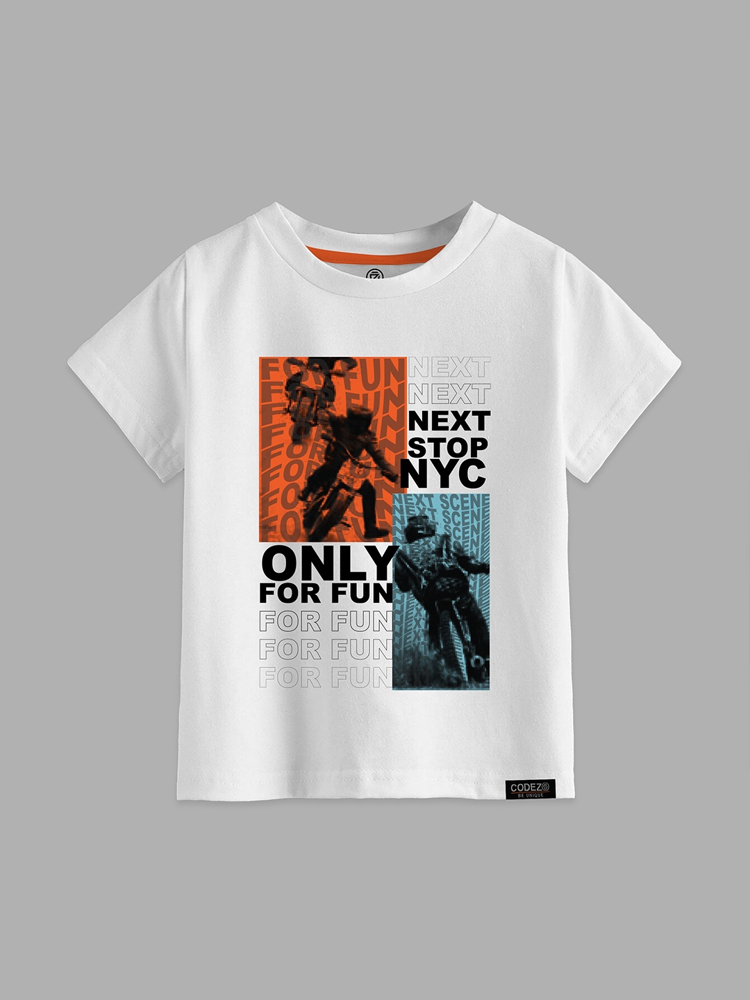 

CODEZ Boys Printed Applique T-shirt, White