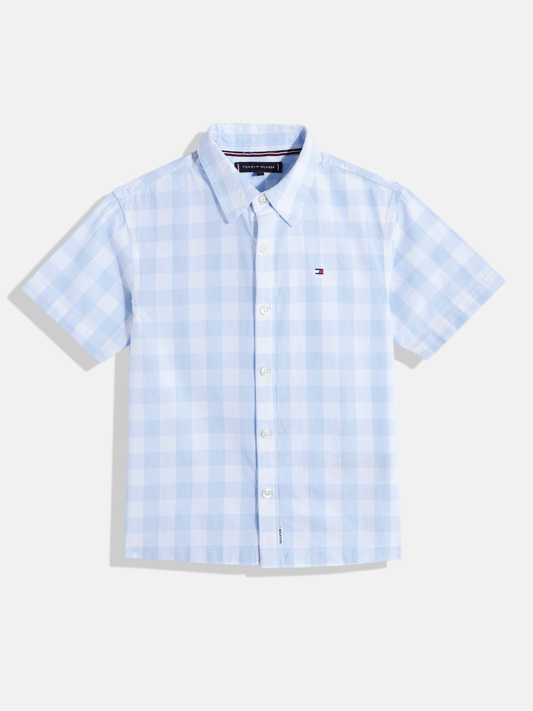 

Tommy Hilfiger Boys Gingham Checks Opaque Organic Cotton Casual Shirt, White