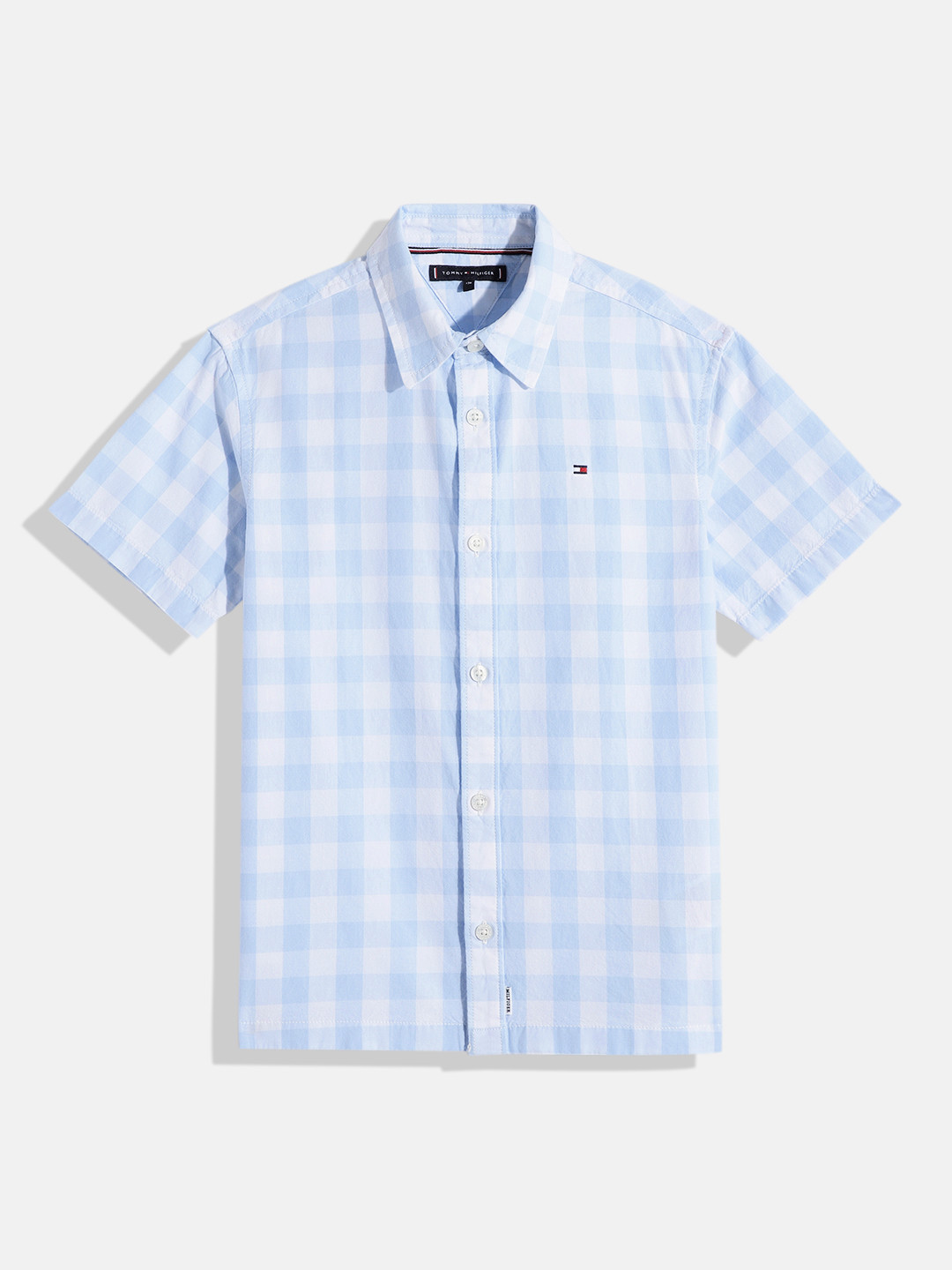 

Tommy Hilfiger Boys Gingham Checks Opaque Organic Cotton Casual Shirt, White