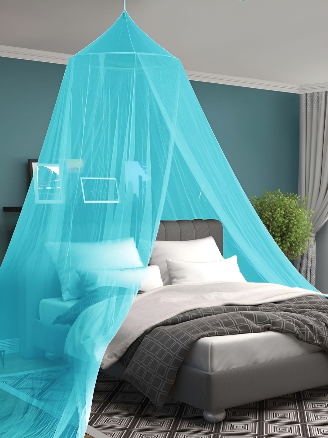 

MARUTI ENTERPRISE Blue King Size Hanging Mosquito Net