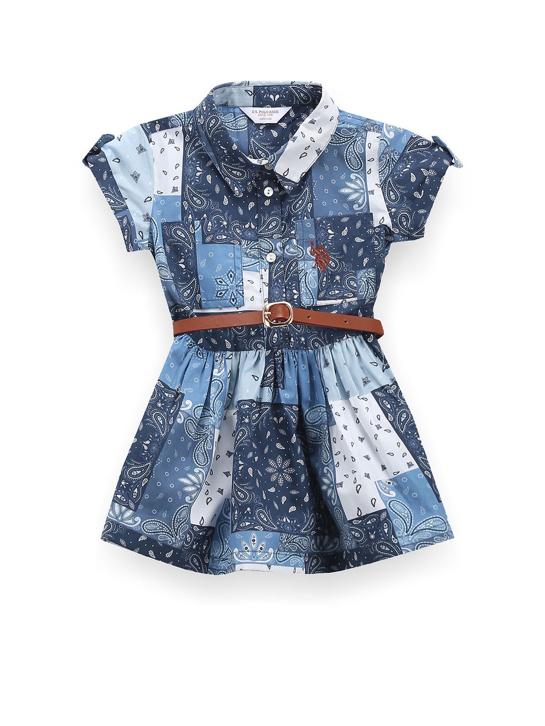 

U.S. Polo Assn. Kids Floral Print Fit & Flare Dress, Blue