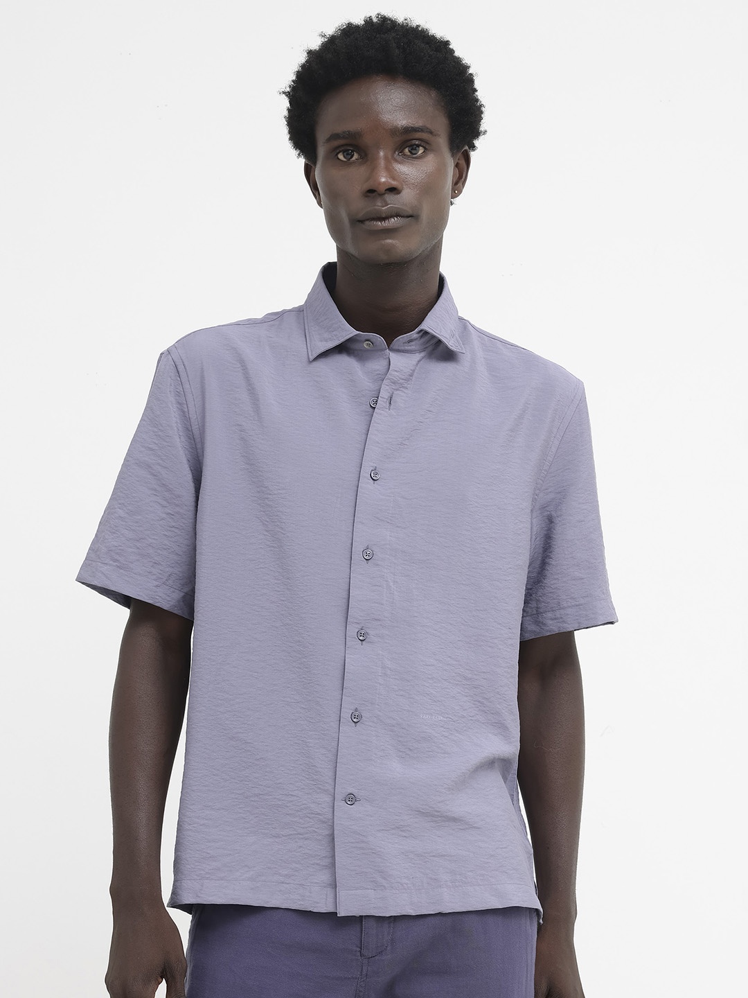 

RARE RABBIT Men Flo Classic Opaque Boxy Shirt, Purple