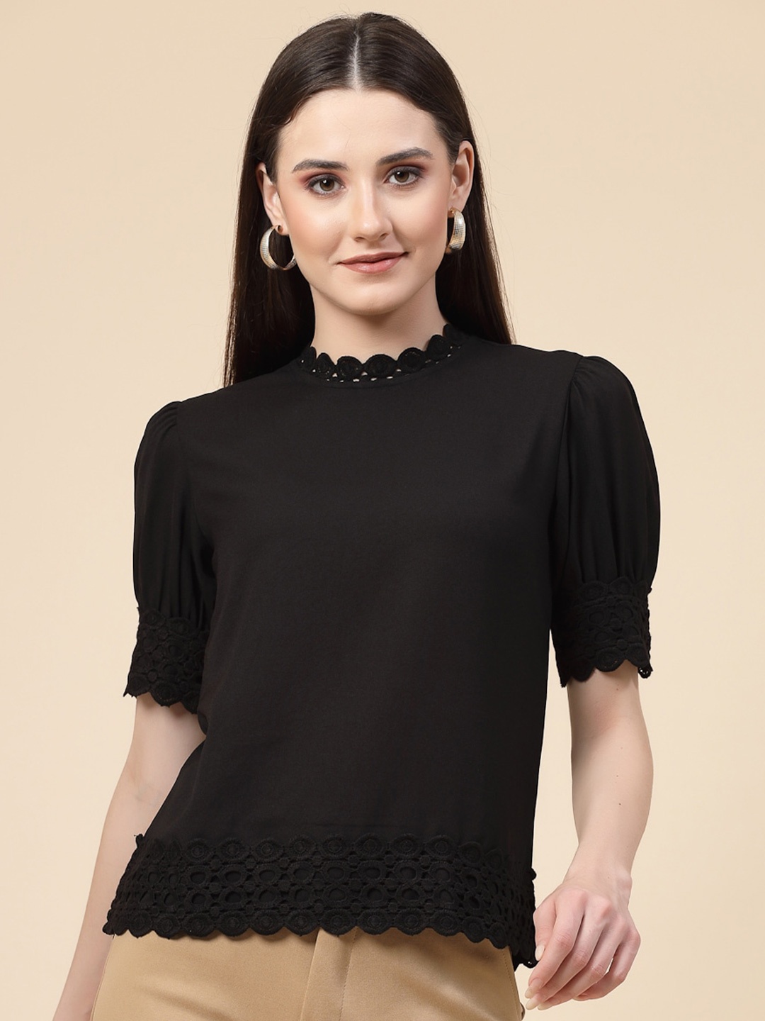 

Style Quotient Puff Sleeve Top, Black