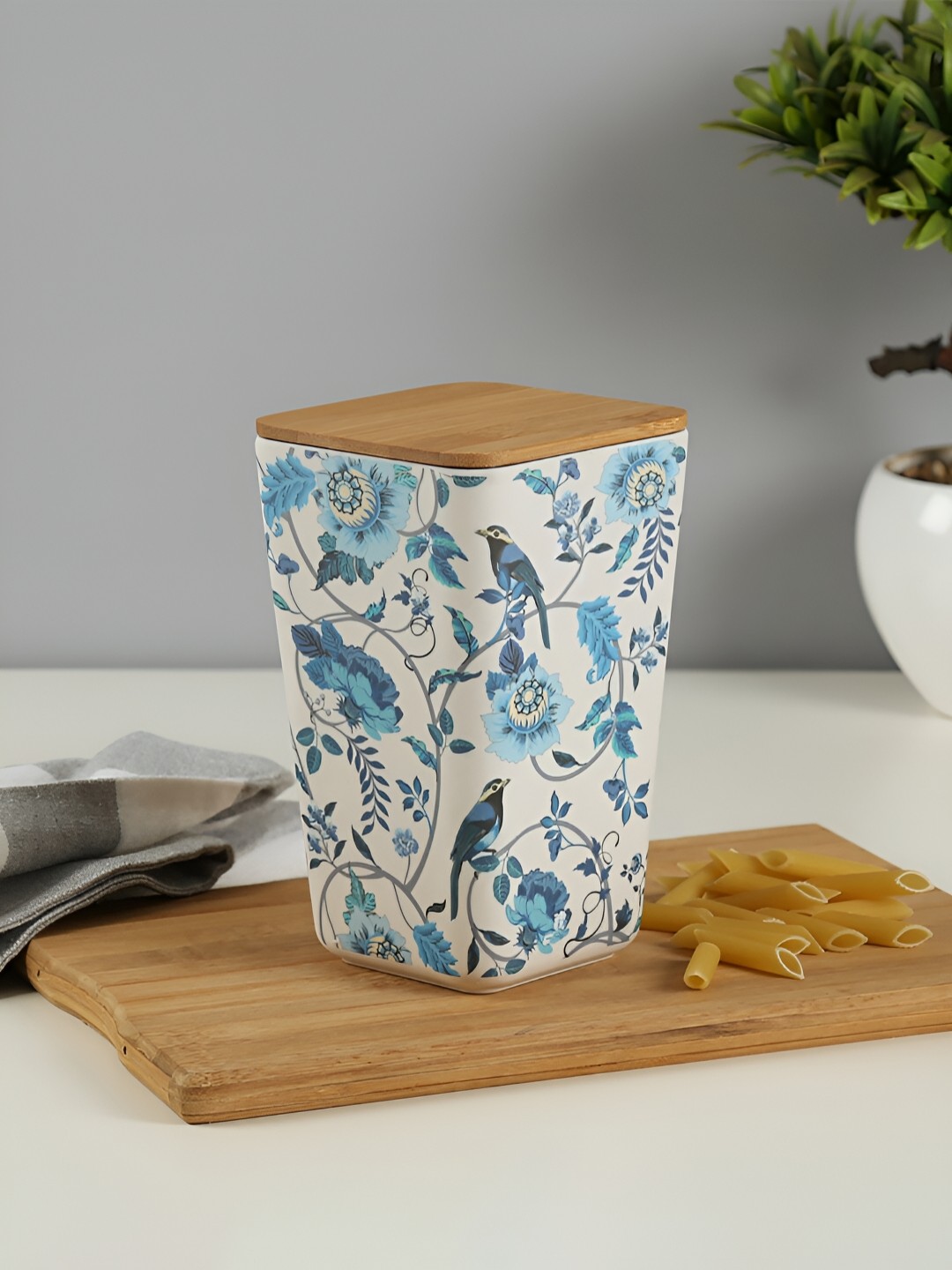 

India Circus by Krsnaa Mehta Blue & White Bamboo Food Container