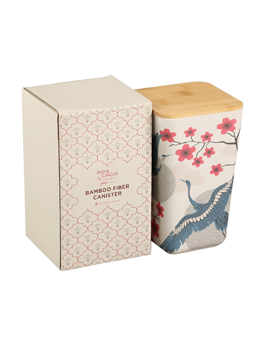

India Circus by Krsnaa Mehta Off White & Blue Bamboo Canister