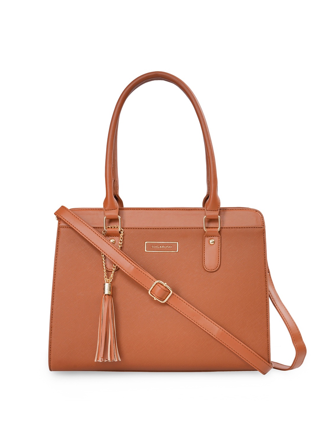 

Sugarush PU Structured Shoulder Bag with Tasselled, Tan