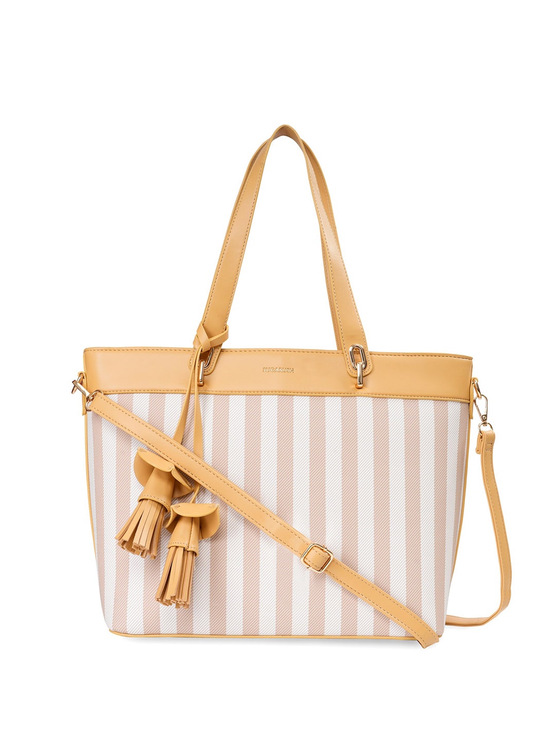 

Sugarush Striped PU Structured Handheld Bag, Mustard