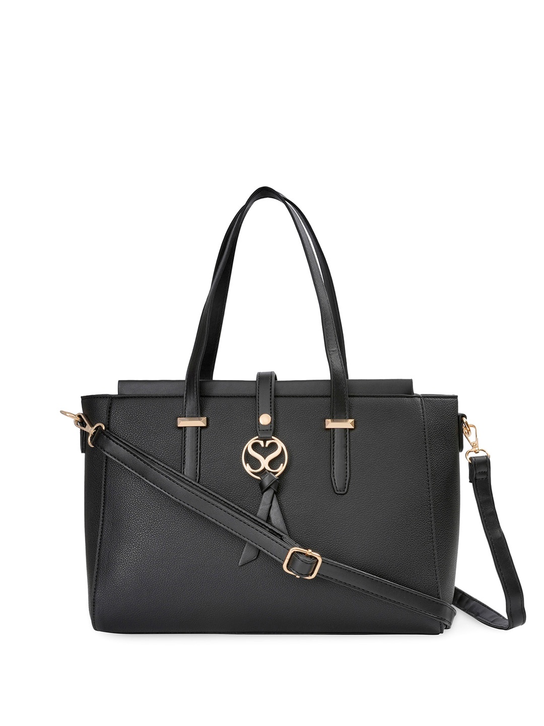 

Sugarush PU Oversized Structured Satchel Handbag, Black