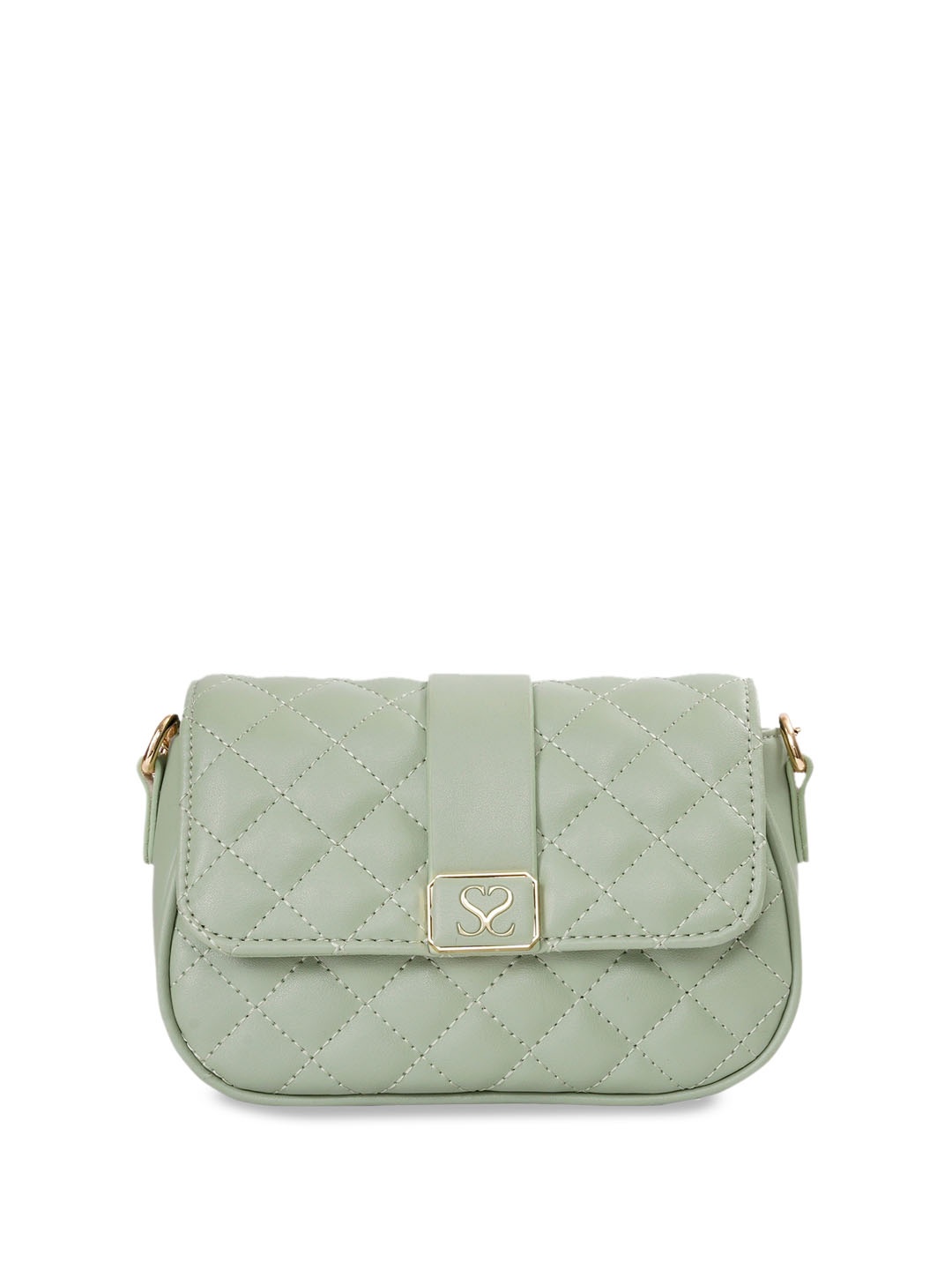 

Sugarush Geometric PU Structured Sling Bag with Quilted, Green