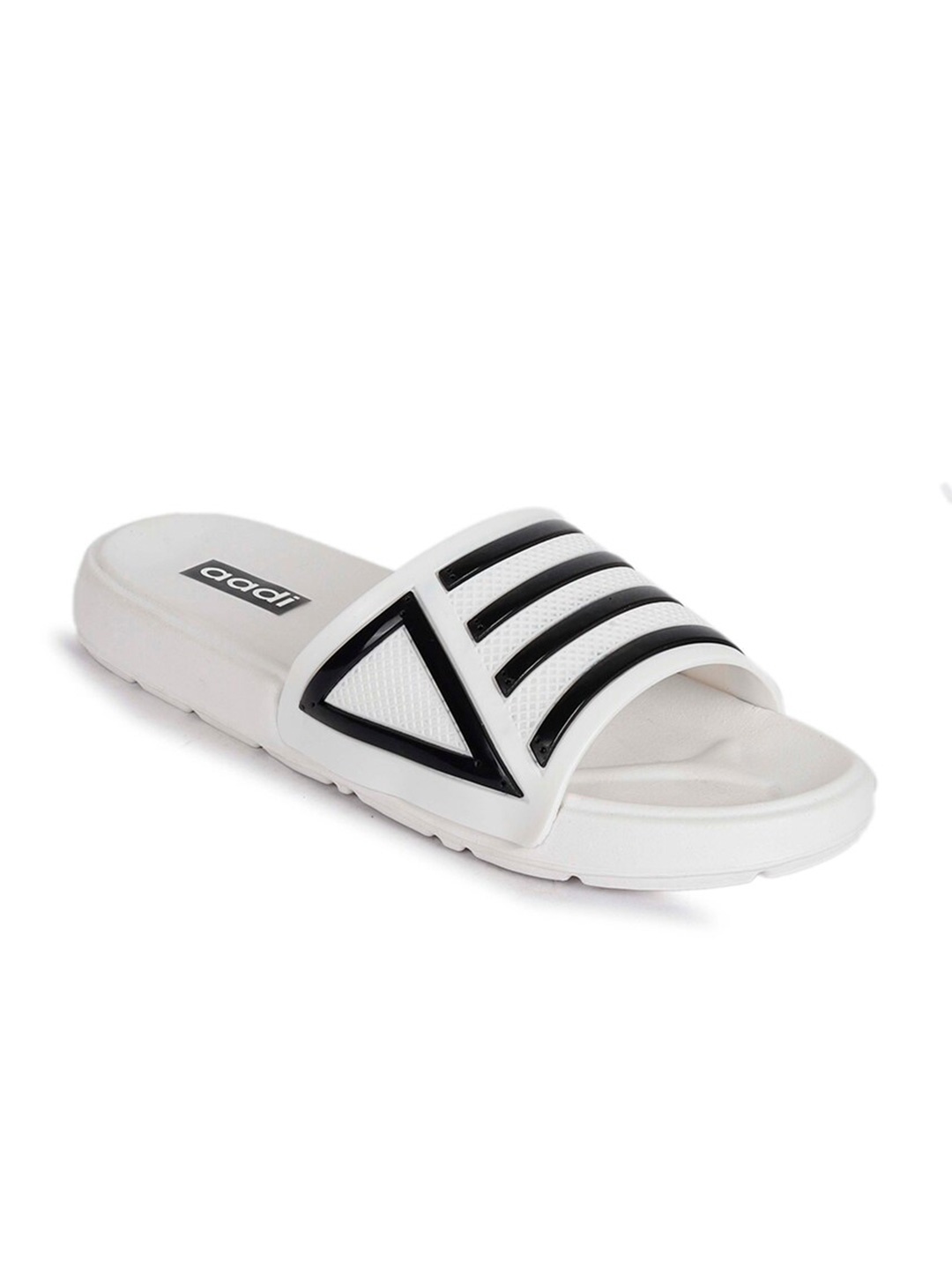 

aadi Men Striped Sliders, White